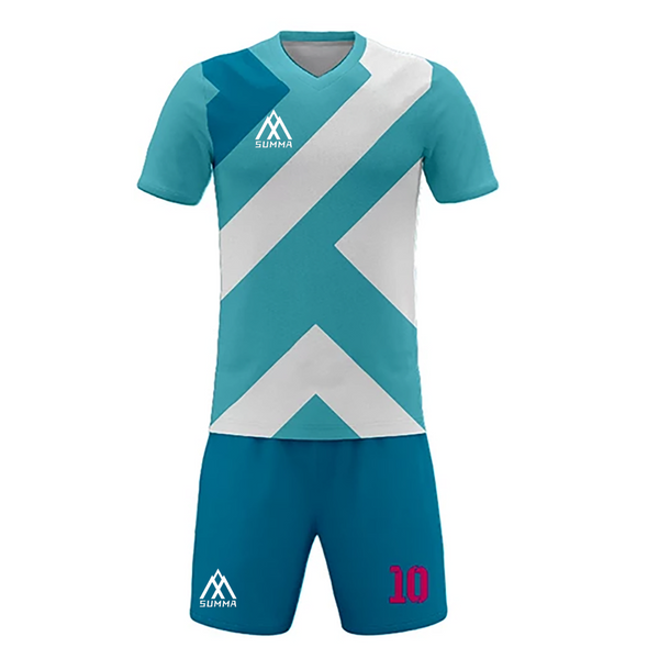 Summa Drive Sublimation Geometry Design Turquoise Green Sportswear Kit Blue/Light Blue/White